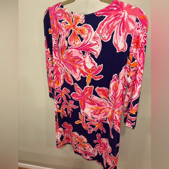 Lilly Pulitzer Sophie Stretch Print Dress with Pink and Orange pattern. - Picture 2 of 5